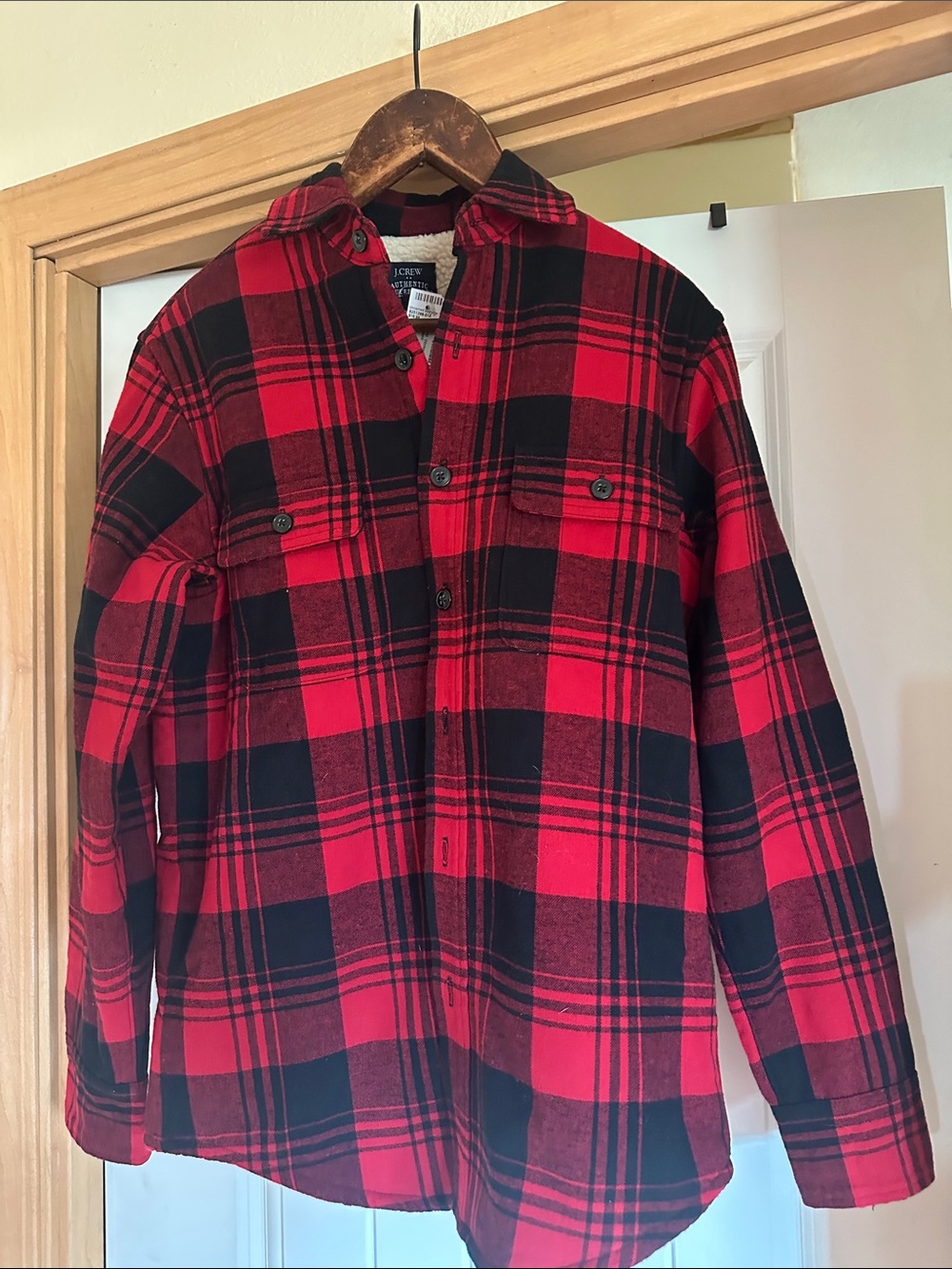 J. Crew Red and Black Plaid Shirt Jacket
